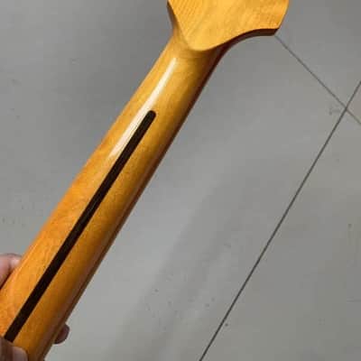 Left Hand Yellow Guitar Strat Style Maple Neck, 22 Frets Fingerboard image 5