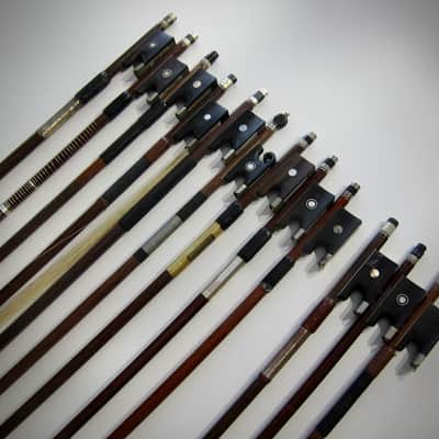 German Violin Bows Various Makers High Quality 4/4, 7/8, & 3/4 Sizes Lot of Twelve(12) Circa-1900s-Brown image 17