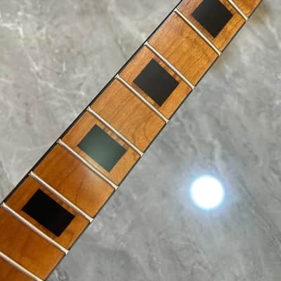 Satin 22 fret Roasted Flame Maple block inlay binding Electric Guitar Neck parts image 3