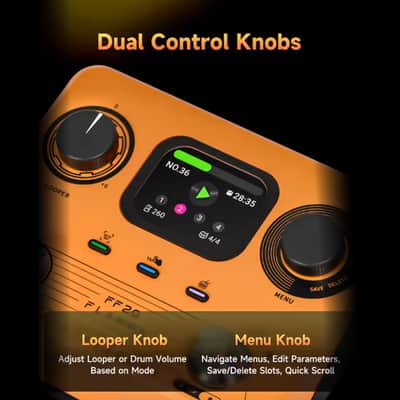 FLAMMA FF20 Looper Pedal Drum Machine, Drum Looper Guitar Pedal with Screen, 300 Min Recording, 220 Drum Grooves, 100 Loop Slots, Time Stretch, Auto Record, USB & Headphone Out, for Guitar and Bass image 2