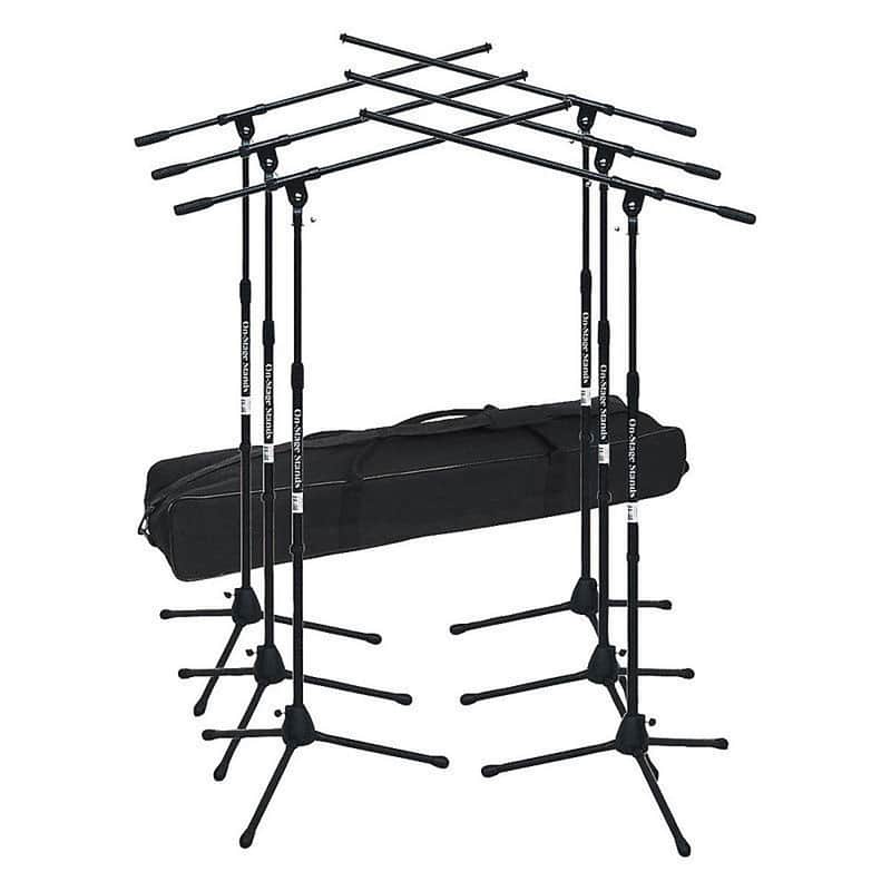 On-Stage MS7701B Euroboom Microphone Stands with Carry Bag (6-Pack) image 1