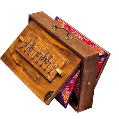 Indian Shruti Box 13 Notes 1 Octave Teak Wood 440Hz Drone Instrument with Bag image 5