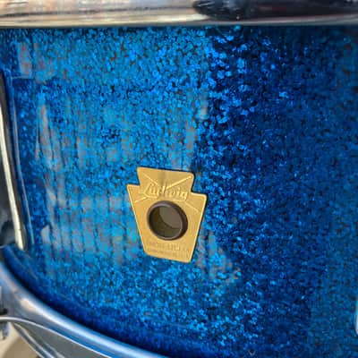Ludwig Pre-Serial Jazz Fest Blue Sparkle Vintage 1960s Extra Deep image 4
