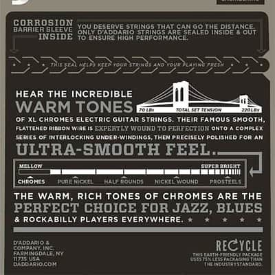 D'Addario Guitar Strings 3-Sets Chromes Flat wound ElectricJazz Light 11-50 image 2