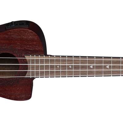 LUNA Vintage Mahogany Concert Electric UKULELE Red Satin Cutaway -Built in Tuner w/ Gig Bag image 2