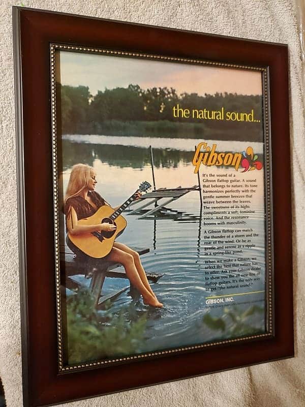 1972 Color Gibson Guitars Promotional Ad Framed J-50 Original image 1