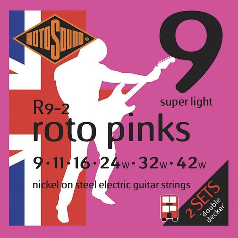 ROTOSOUND R9-2 Roto Pinks Double Decker 009-042 Nickel plated Steel. Saiten für E-Gitarre image 1