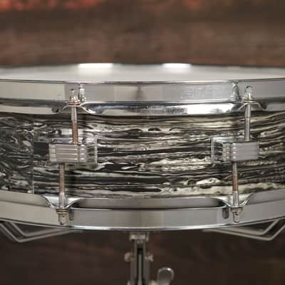 Ludwig 4x14" Downbeat Snare Drum - 1960s Black Oyster Pearl image 7