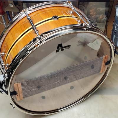 awdrums Custom Shop 6.5”x14” Finger Jointed STAVE Snare Drum 2025 - Cherry Wood with Wenge & Maple Inlays VIDEO !!! image 6