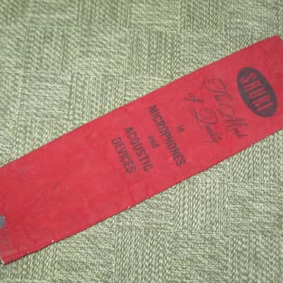 vintage Shure microphone pouch 1960s / 1970s - Outer areas: red thin velvet with black graphic / Inner areas: tan thin canvas (11 & 1/8" x 3") image 8