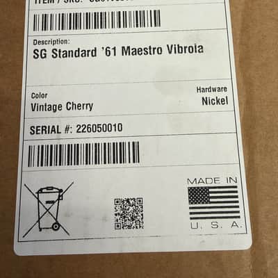Gibson SG Standard '61 Maestro Vibrola Vintage Cherry New Unplayed Auth Dlr 7lbs2oz #010 image 21