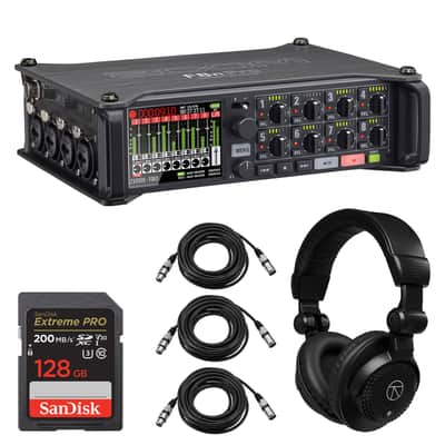 Zoom F8n Pro 8-Channel Multi-Track Field Recorder, Bundle with 128GB Memory Card, TAPH100 Headphones, 3x 25' Microphone Cable image 1