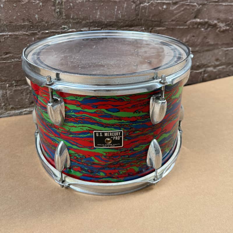Rare Vintage U.S. Mercury “PRO” 12” Rack Tom – Psychedelic Swirl Wrap – Made in Japan image 1
