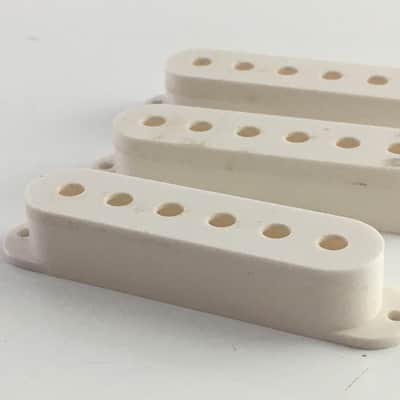 3 Genuine Fender Squier Vintage Strat Pickup Covers Electric Relic Aged White image 8