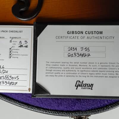 2024 Gibson Custom 1934 Jumbo J-55 Acoustic Guitar VOS w/OHSC image 6