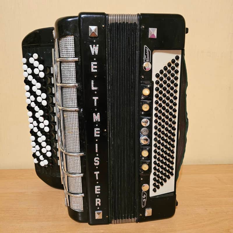 Weltmeister Button Accordion 5 Row 120 Bass Made in Germany Buttons Straps Vintage Rare image 1