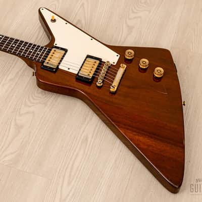 1990s Burny REX-80 Explorer Vintage Electric Guitar Walnut w/ Case, Japan Fernandes image 9