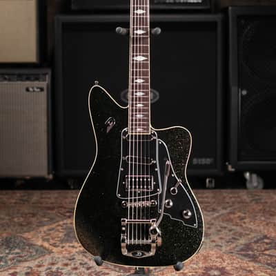 Duesenberg Paloma Baritone Electric Guitar - Black Sparkle with Gig Bag image 3