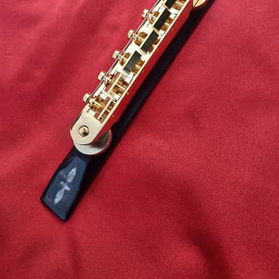 Inlaid ebony Bridge  for Gibson L-5 and high end Archtops Mid 70's - Ebony/Gold image 10