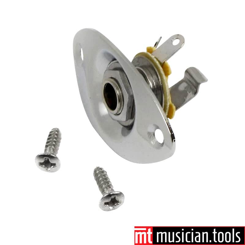 Chrome/Silver Oval Jack & Plate for Jackson, Ibanez, Charvel, PRS, ESP or other guitar image 1