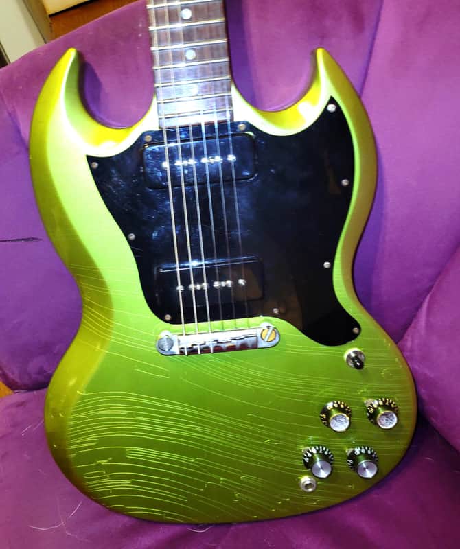 Gibson  Melody Maker SG 1966 Candy Outrageous Finish Poison Apple Green/ Aged Inverness Green Relic Aged Reliced image 1