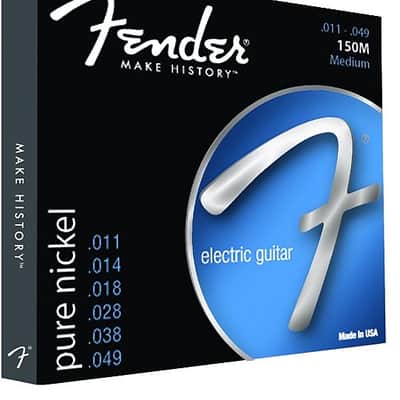 Fender Original 150 Guitar Strings, Pure Nickel Wound, Ball End, 150M .011-.049 Gauges, (6) 2016