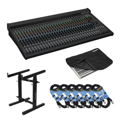Mackie 3204VLZ4 32-Channel 4-Bus FX Mixer with USB, Dust Cover for 3204VLZ4, Rockville RXS20 Stand, 6x XLR Cables Bundle image 1