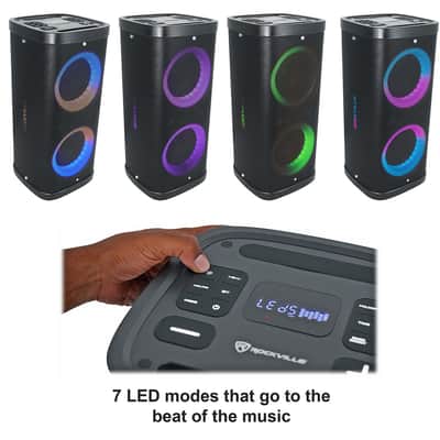 (2) Rockville BASS PARTY 65 V2 Rechargeable LED Wireless Link Bluetooth Speakers image 4