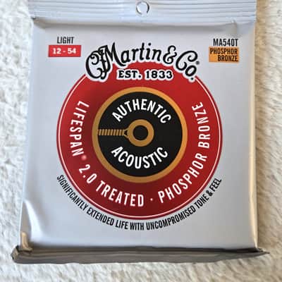 Martin MA540T Authentic Acoustic Lifespan 2.0 Phosphor Bronze Acoustic Guitar Strings - Light (.12 - .54) Box of 10 Packs, Free UK Delivery! image 5