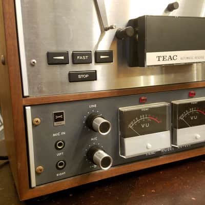 Teac A-4010S 4-head R2R Auto-Reverse 2-track 1/4" 7" reel to reel recorder tape deck player 1970s A4010S - stained wood and stainless steel image 7