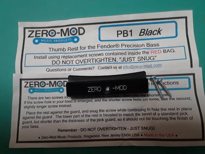 Zero Mod PB-1 Precision Bass Thumb Rest - Black image 1