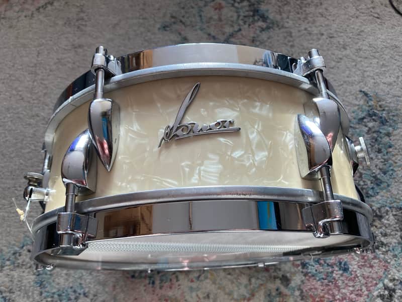 Vintage 1956 Sonor 12" Tonika Script Teardrop pearl pearloid white Snare drum Jazz fusion image 1