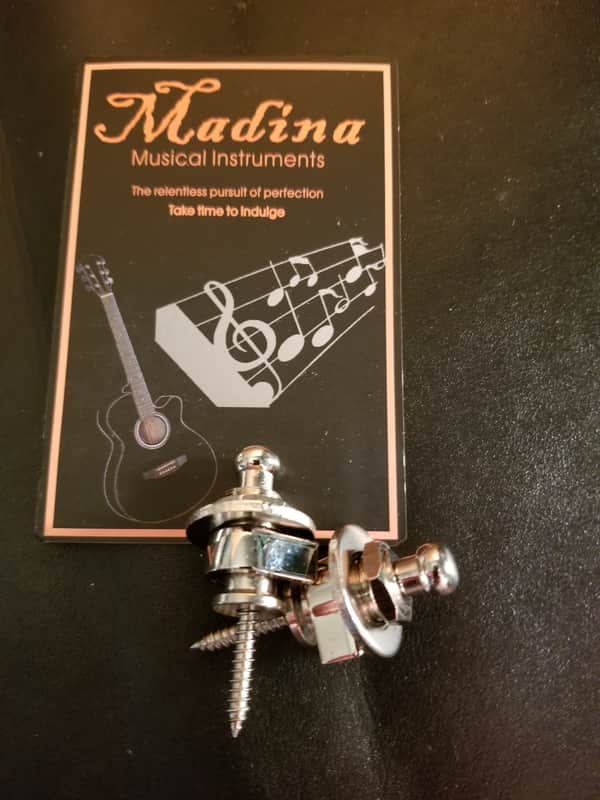 Madina Chrome Security Strap Locks Set Guitar Bass Schaller Type image 1
