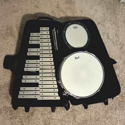 Pearl PL910C Student Snare and Bell Kit with Rolling Case 2010s - Black image 1