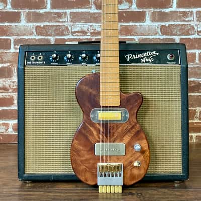 Island Espeto Custom 2020 Natural/Teal Redwood Top, Dual-Pickup Headless Guitar (Mint Condition) image 6