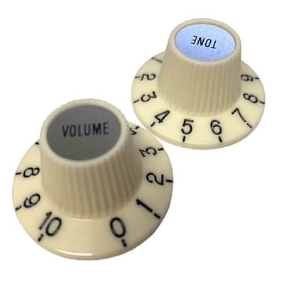 KNWHUS-AW Aged White Kluson Witch Hat  Guitar Knobs for Press On Split 24 Spline