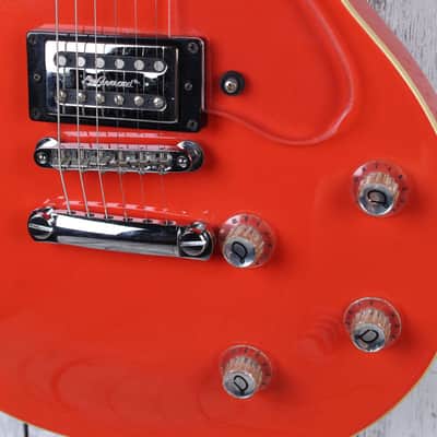 DeArmond M66 Solid Body Electric Guitar Fiesta Red with Hardshell Case image 6