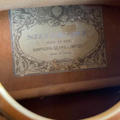 1960’s Made in Japan Silvertone  Acoustic Classical Guitar model #2688  Natural wood image 25
