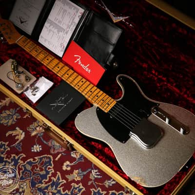 Fender Custom Shop Limited Double Esquire Relic Silver Sparkle & Case & Tags image 1