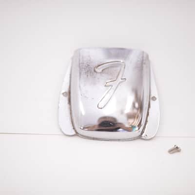 1966 Vintage Fender Jazz Bass F-Logo BRIDGE COVER Chrome JBass Guitar Original 1960's 1967 1968 1969 image 7