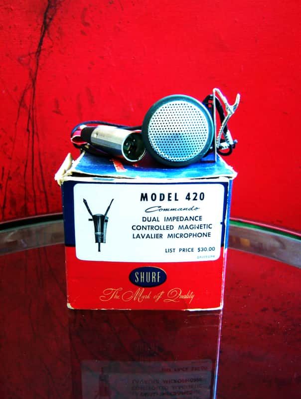 Vintage 1960's Shure 420 controlled magnetic microphone high Z harp mic w accessories 425 430 415 image 1