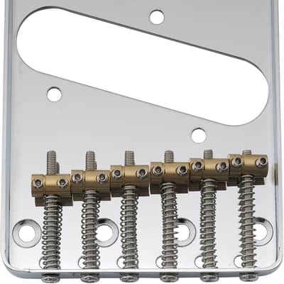 Musiclily Pro 54mm 6-Saddle Vintage Tele Bridge with Barrel Brass 6-Saddle for Squier and Import Tele Style Electric Guitar, Chrome image 4