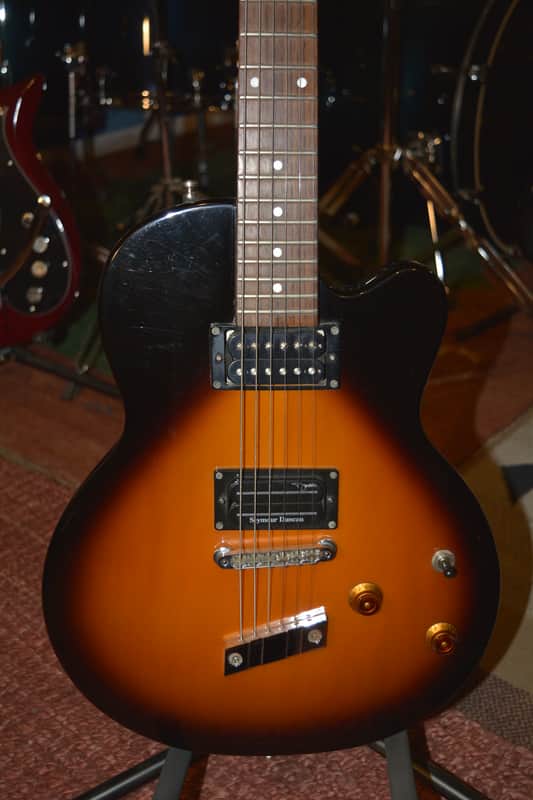 DeArmond M-65 in Brown Burst w/Seymour Duncan Bridge PU, Black Dunlop Straploks & nice Chromecast HSC image 1