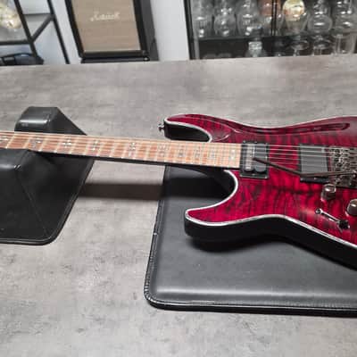 SCHECTER C-1 Hellraiser-S FR LH Left Hand SUSTANIAC SYSTEM! EMG 81 Floyd Rose AAA Quilt Top 24 Fret Super Strat Pro Lefty C1 Guitar image 2