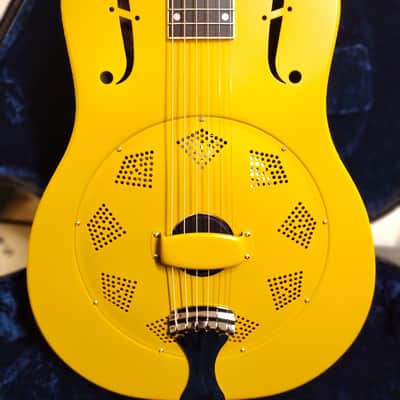 National Reso-Phonic Triolian Polychrome 12 Fret 2025 Yellow/Gold with Palm Tree Scene - Bakelite-style Maple neck! - IN STOCK NOW image 2