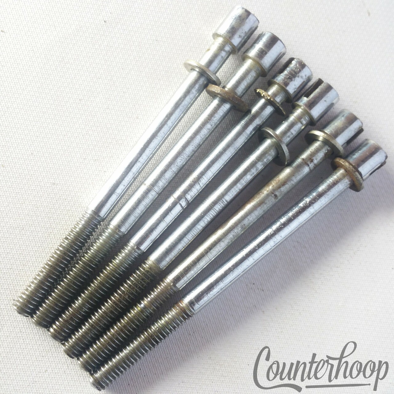 Carlton 6x 3 1/4"Slotted Tension T-Rods Tom Drum Vintage 60s England — main photograph