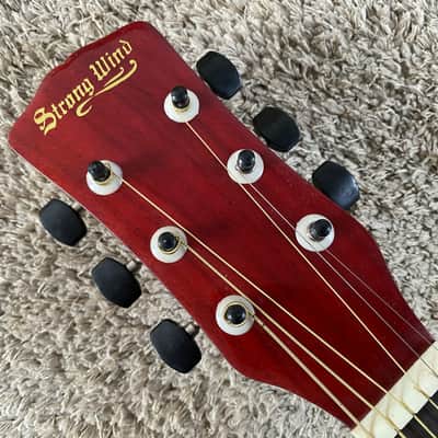 Red Burst Acoustic Guitar, Plywood Top Body, Mahogany Neck image 7