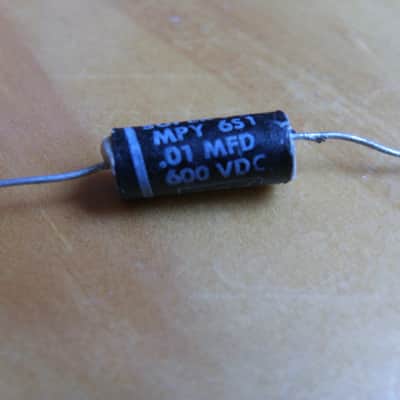 CDE Super Pup Vintage .01 MFD x 600 V.D.C. Capacitor  Black image 3