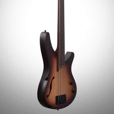Ibanez SRH505 Bass Workshop Fretless Electric Bass, 5-String - Natural Brown Burst image 5
