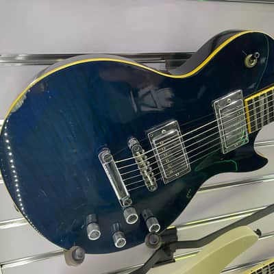 Non-Working Grover Jackson Charvel LP 1990s Japan Factory Trans Blue Flame Top Guitar Les Paul Style image 2